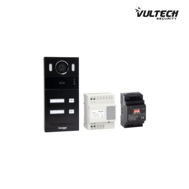 Kit Villa Bifamiliare VS-KW-2IP2S 2 fili by ip con postazione da esterno 2 tasti +  alimentatore 24V in DIN + Distributore in DIN