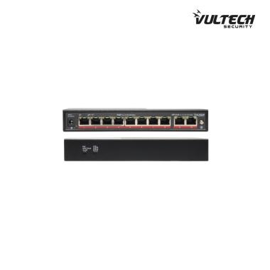 Switch PoE+ Gigabit Vultech Security 8 porte 10/100/1000 GE + 2 porte Uplink 10/100/1000 GE 120W AI SMART -  VS-POE3082GE-120W