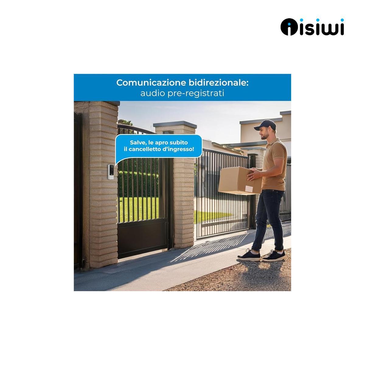 Campanello a batteria ISIWI Wireless DLIN+  2K - 5200 mAh - PIR - SD CARD - Audio bidirezionale